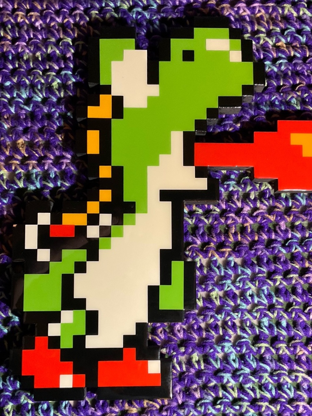 Nintendo Super Mario 8-bit Pixel Art Yoshi- Wood & Acrylic